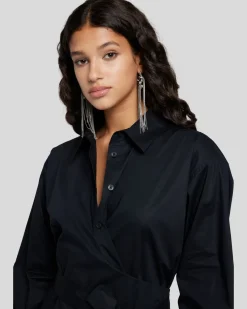 Poplin Shirt Dress in Black