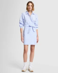 Poplin Shirt Dress in Striped
