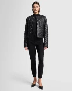 Quilted Leather Jacket in Black