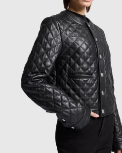 Quilted Leather Jacket in Black