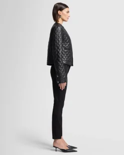 Quilted Leather Jacket in Black