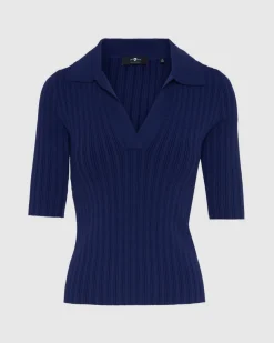 Ribbed Henley Sweater in Inkwell