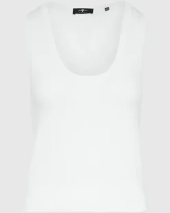 Ribbed Scoop Neck Top In Inkwell