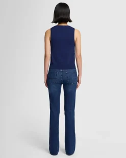 Ribbed Scoop Neck Top In Inkwell