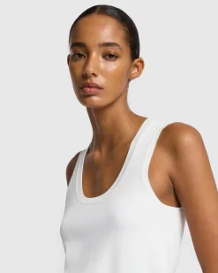 Ribbed Scoop Neck Top In Inkwell