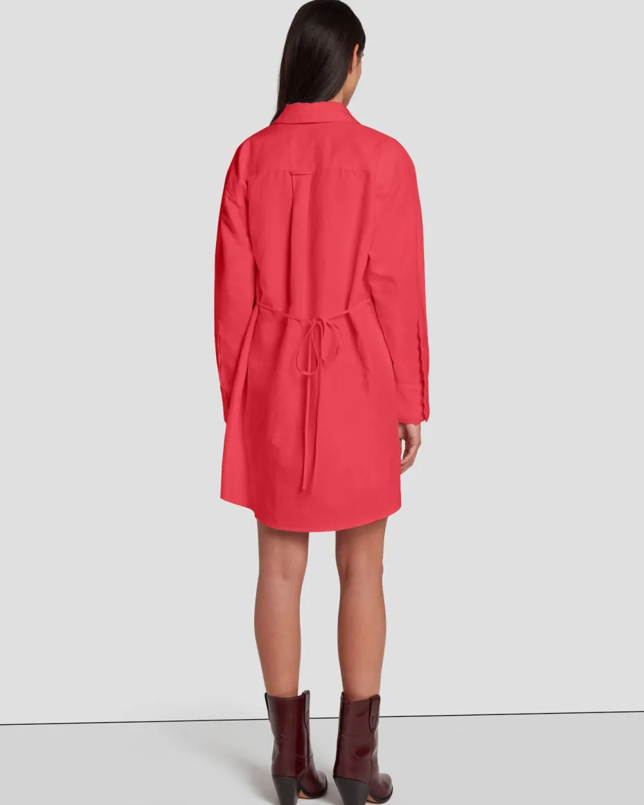 Scalloped Shirt Dress in Geranium