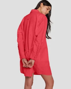 Scalloped Shirt Dress in Geranium