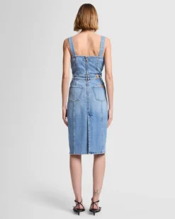 Seamed Denim Midi Dress in Oasis