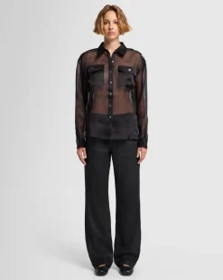 Sheer Organza Button Up Shirt