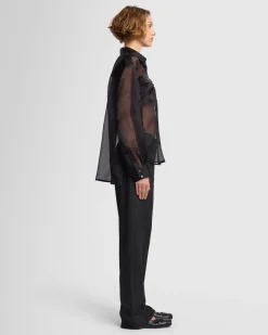 Sheer Organza Button Up Shirt
