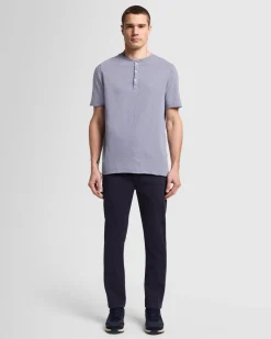 Short Sleeve Slub Henley in Poolside