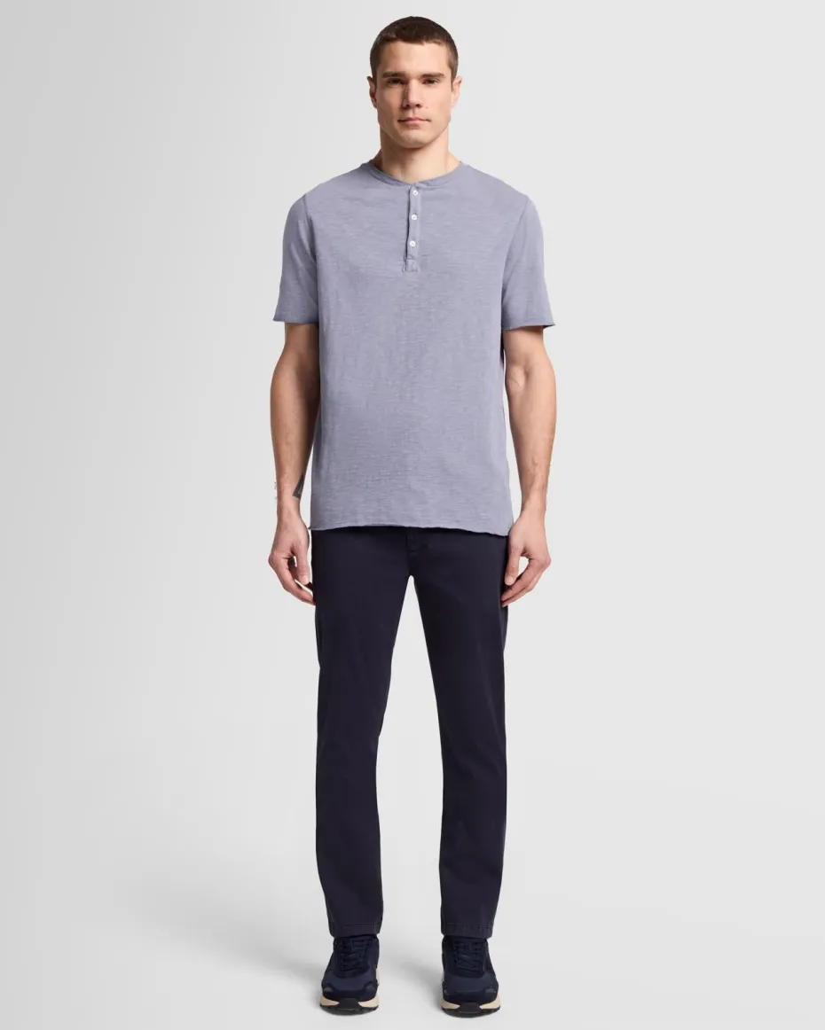 Short Sleeve Slub Henley in Poolside
