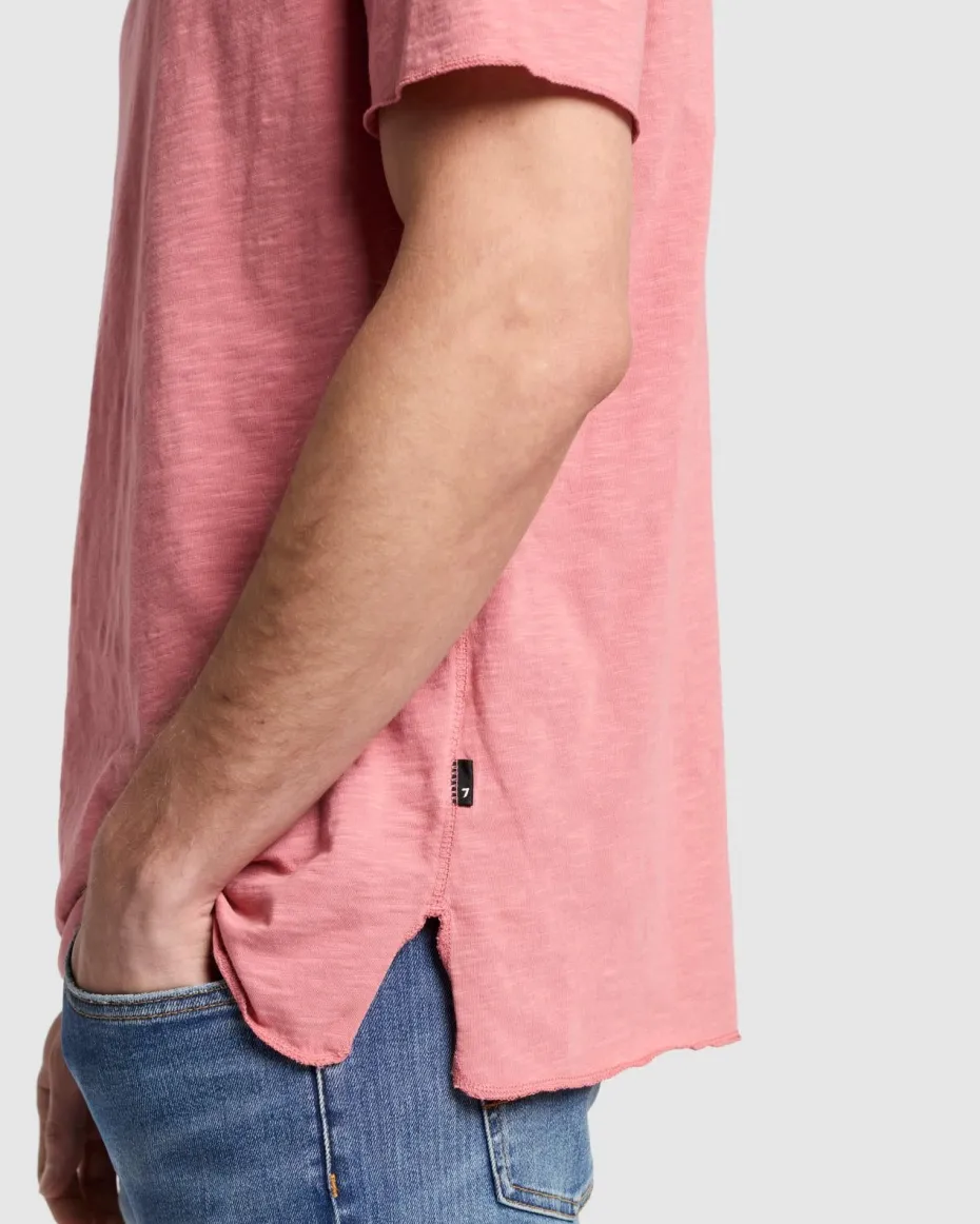 Short Sleeve Slub Henley in Poolside