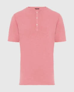 Short Sleeve Slub Henley in Poolside