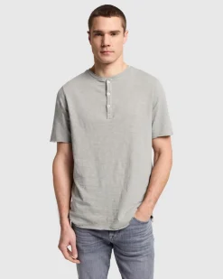 Short Sleeve Slub Henley in Poolside