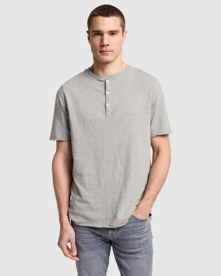 Short Sleeve Slub Henley in Poolside