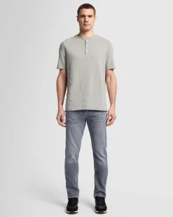 Short Sleeve Slub Henley in Poolside