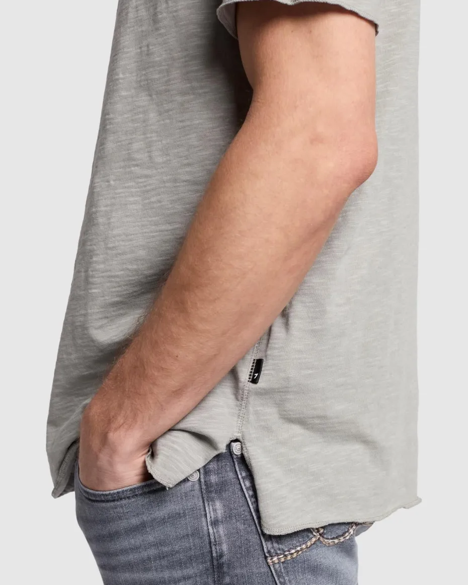 Short Sleeve Slub Henley in Poolside