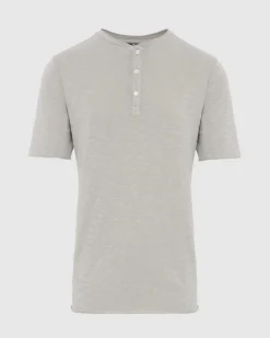 Short Sleeve Slub Henley in Poolside