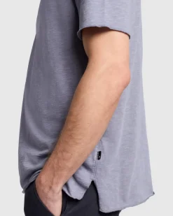 Short Sleeve Slub Henley in Poolside