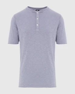 Short Sleeve Slub Henley in Poolside