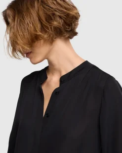 Silk Bow Shirt in Black