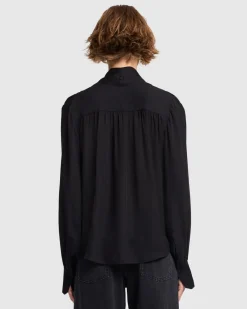 Silk Bow Shirt in Black