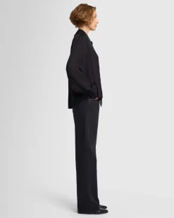 Silk Bow Shirt in Black