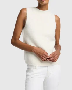 Sleeveless Alpaca Blend Sweater in Fuzzy Milk