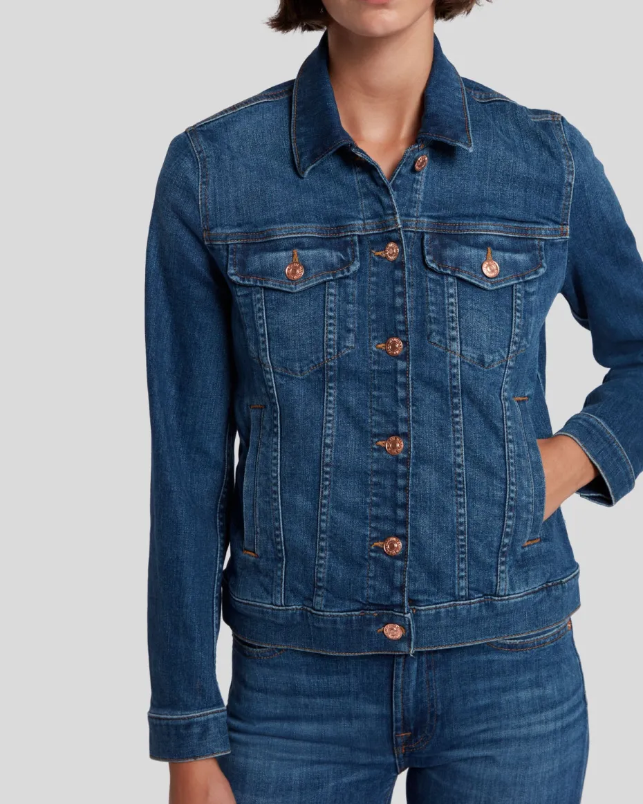 Slim Illusion Modern Trucker Jacket In Highline