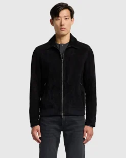 Suede Bomber Jacket in Black