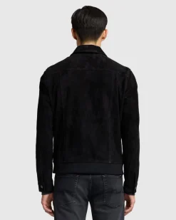Suede Bomber Jacket in Black