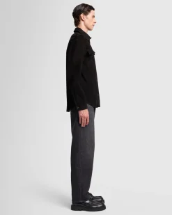 Suede Overshirt in Black