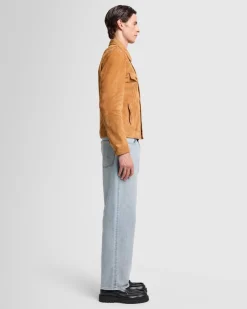 Suede Trucker Jacket in Grey