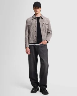 Suede Trucker Jacket in Grey