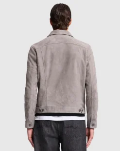 Suede Trucker Jacket in Grey