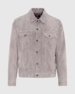 Suede Trucker Jacket in Grey