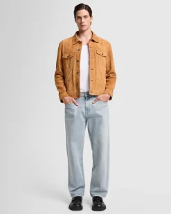 Suede Trucker Jacket in Grey