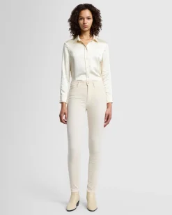Velvet High Waist Skinny in Eggshell