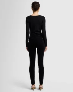 Velvet High Waist Skinny in Eggshell