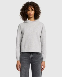 Wool Blend Hoodie in White Sand