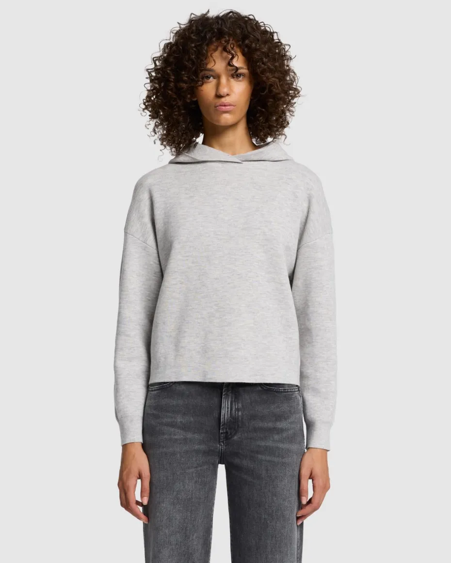 Wool Blend Hoodie in White Sand