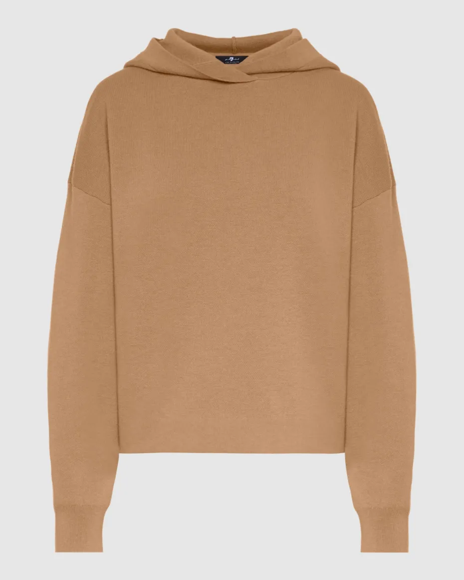 Wool Blend Hoodie in White Sand