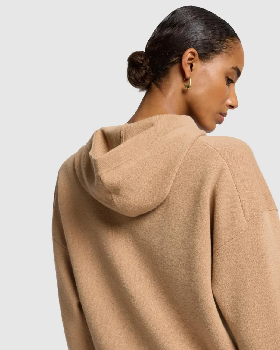Wool Blend Hoodie in White Sand