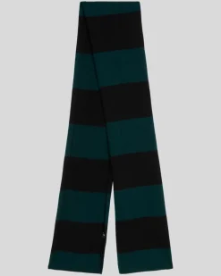 Wool Striped Scarf in Hunter Green