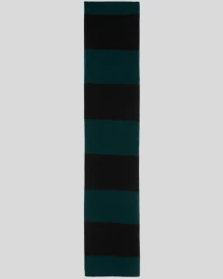 Wool Striped Scarf in Hunter Green