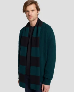 Wool Striped Scarf in Hunter Green